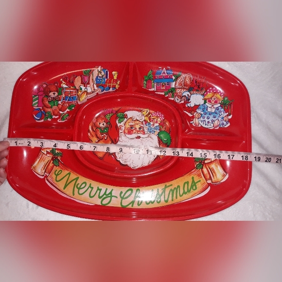 Vintage Ullman Co. USA made Christmas Holiday Plastic Divided Serving Tray - Picture 12 of 13